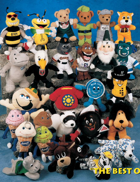 Custom mascot bees, baseball bears, ice cream cones, telephones, lions, tigers and rhinos.